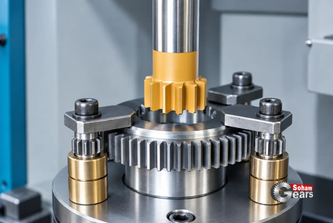 Gear hobbing close-up
